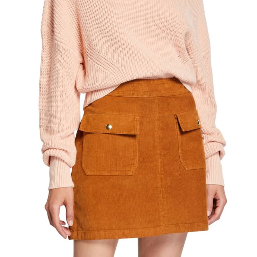 FRAME Le Cord Bailey Flap-Pocket Skirt, 25